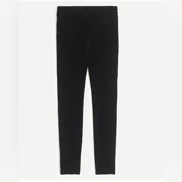 J. CREW BLACK VELVET LEGGINGS  STRETCH ELASTIC WAIST PULL On L - Picture 5 of 6